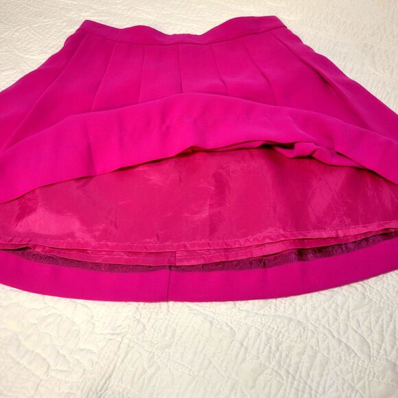 J Crew Hot Pink‎ Knit Pleated Crepe Skirt Fully Lined Size 4 - Picture 2 of 7